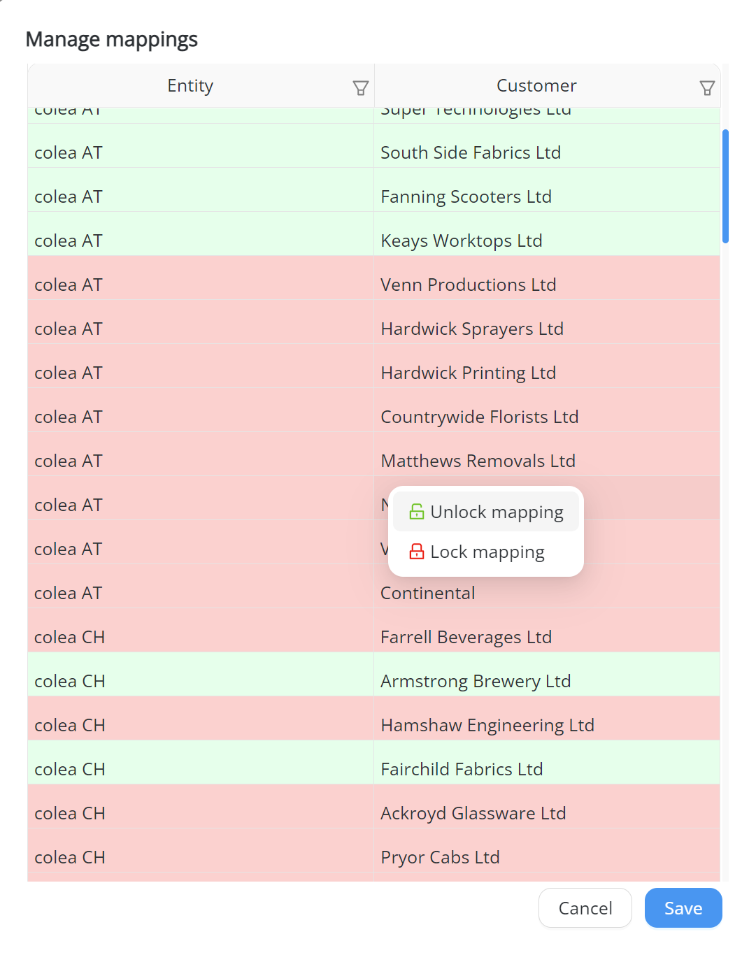 Allocate customers to reporting entities